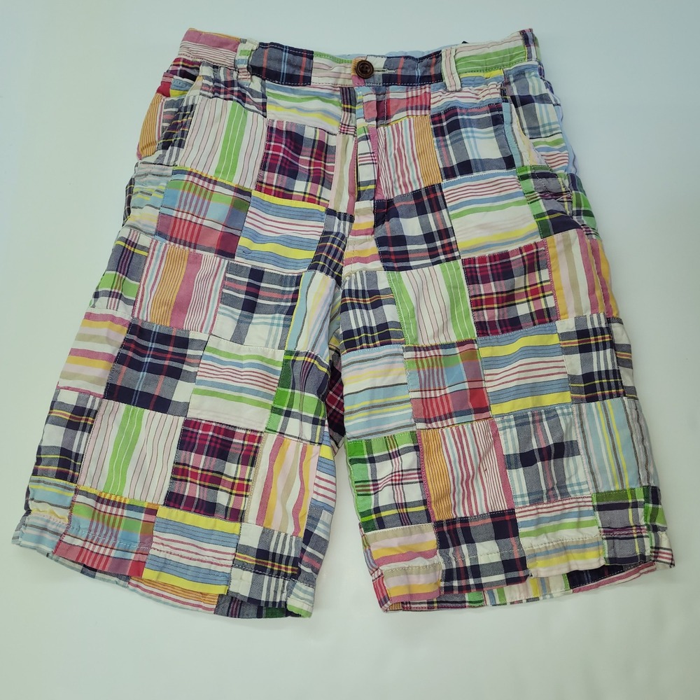 GAP Kids Patchwork Plaid Shorts Size 14 Regular Colorful‎ Cotton Blend Preppy